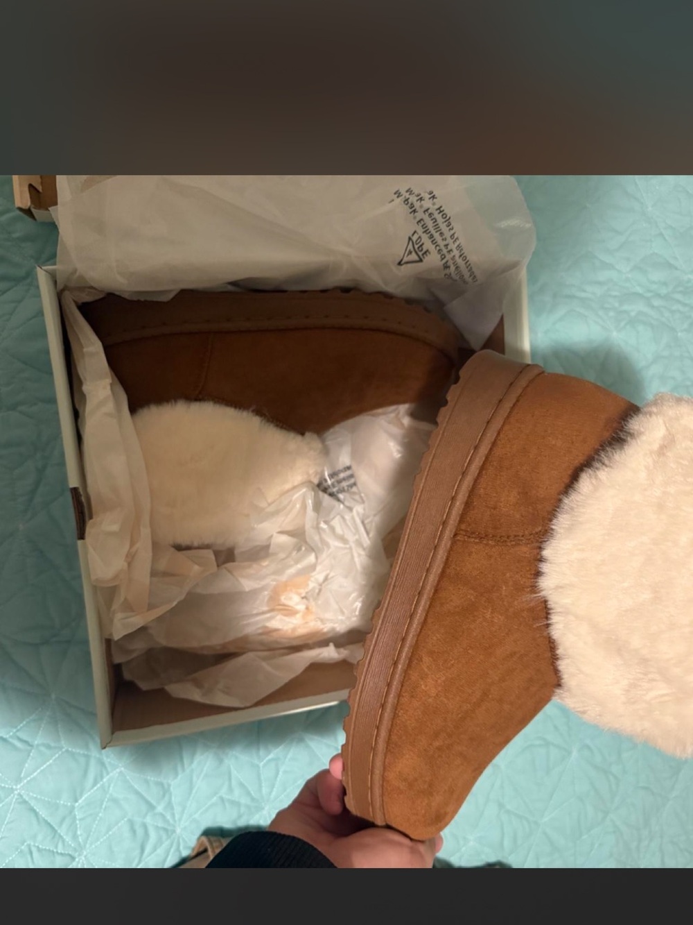 SO Chestnut Faux Suede Shearling Lined Ankle Boots